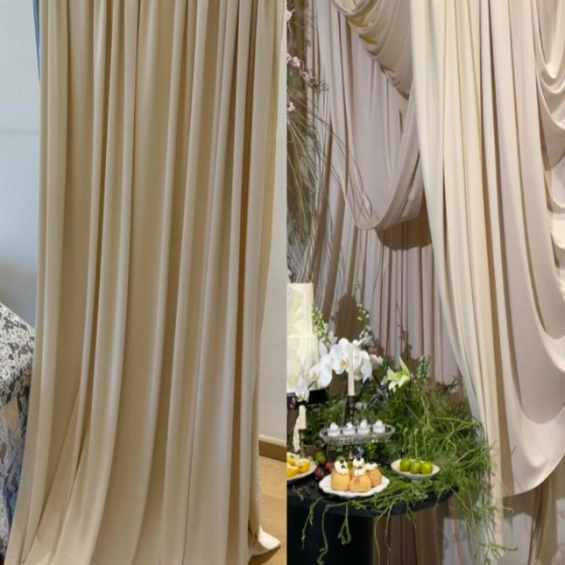 Beige Milk Tea, Champagne, and Avocado Green Wedding Backdrop Decoration - Retro French Style Photography Cloth