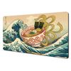 Neon ukiyoe art style waves theme Mouse Pad Desk Mat with Stitched Edges nonSlip rubber base pc accessories Gaming mat rug