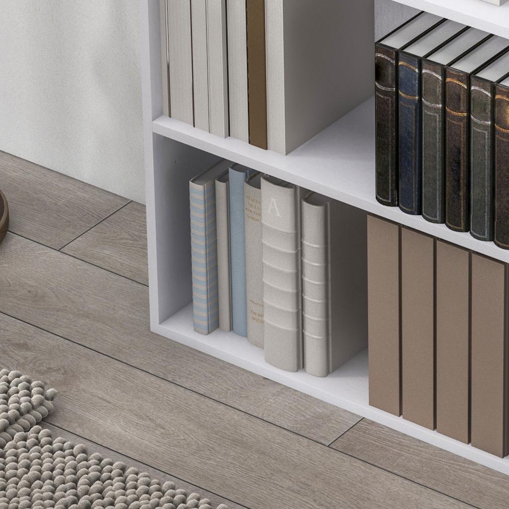 2 Tier Bookshelf Low Bookcase With Adjustable Shelf 2 Compartments For Home Office Living Room Study White