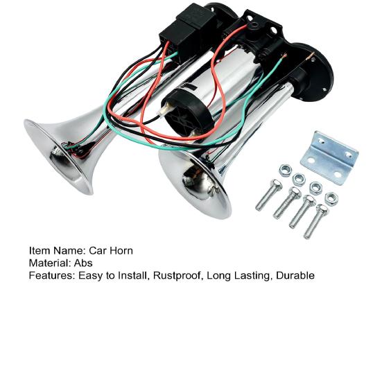 Car Air Horn Dual Trumpets with Air Compressor Simple Installation Universal Powerful Super Loud Truck Train Horn Kit
