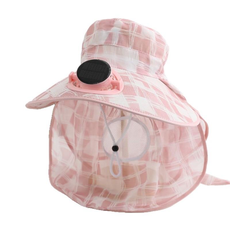 Summer sun hat outdoor sun protection hat children UV protection tea picking hat big edge solar charging fan hat