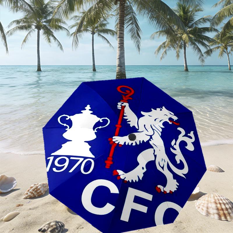 Зонт Chelsea F.C. с принтом, автоматическое открытие/закрытие - Портативный складной дизайн - Для ежедневного использования, путешествий/на улице - Подарок на день рождения