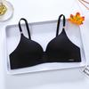 Popular French simple British ice silk bra one-piece thick cup girl gathering steel rimless underwear