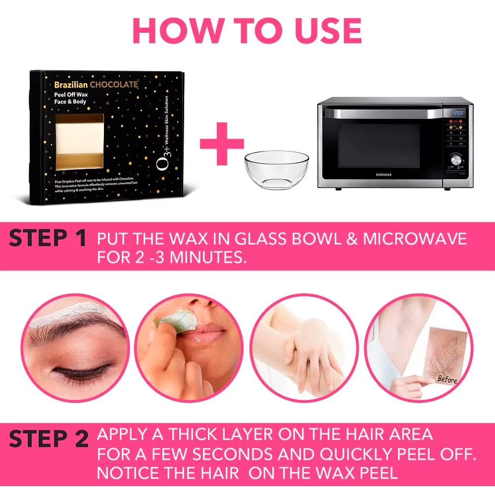 O3+ Бразильская Шоколадная Стрип-лесс Пленочная Воск 330 г Гладкое Удаление Волос Питательный Воск