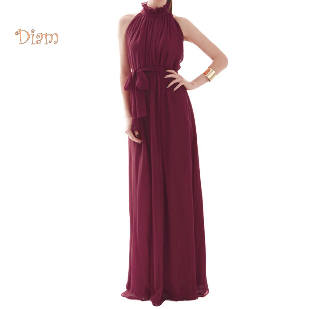 Женское вечернее шифоновое макси платье без рукавов