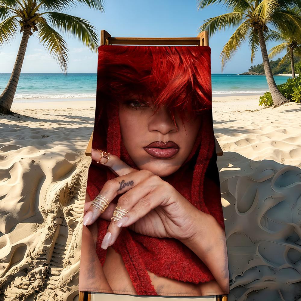 Горячая певица R-RIHANNA-ES Полотенце для кемпинга на открытом воздухе Пляжное полотенце Супервпитывающее Быстросохнущее Летнее полотенце