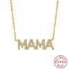 S925 Sterling Silver Mama With Diamond Letter Necklace, Mother'S Day Gift, Temperament Ladies Clavicle Necklace