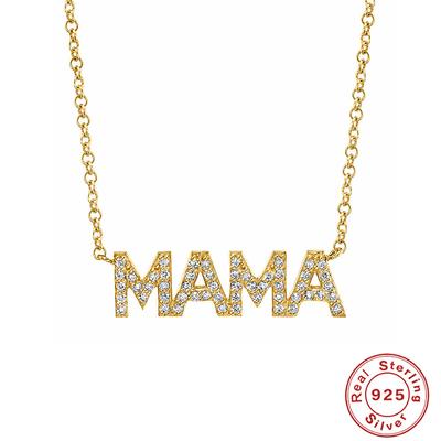 Ожерелье из стерлингового серебра 925 пробы с бриллиантовой буквой Mama, подарок на День матери, темпераментное женское ожерелье на ключицу