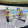 Роскошная серьга-гвоздик с разноцветными кристаллами CZ для женщин Серьги из стерлингового серебра Подарок для девушки Свадебные Oorbellen Brincos