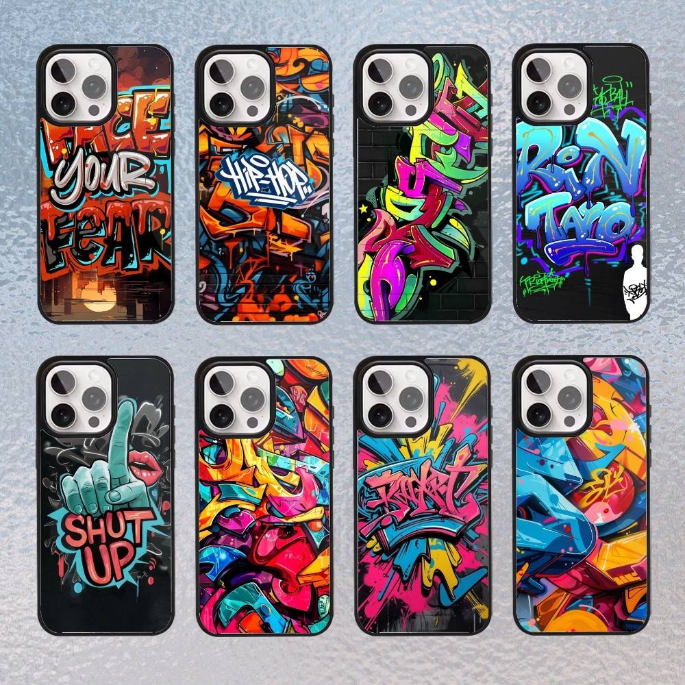 Крутой Цветной Граффити Чехол Для Телефона iPhone17,16,15,14,13,12,11 Plus,Pro Max Магнитный Magsafe Беспроводная Зарядка