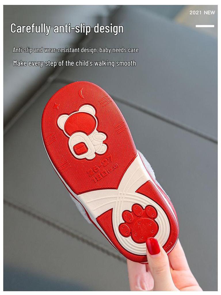 Водонепроницаемые Нескользящие Зимние Теплые Хлопковые Тапочки с Бархатом и Искусственной Кожей для Мужчин, Женщин и Детей