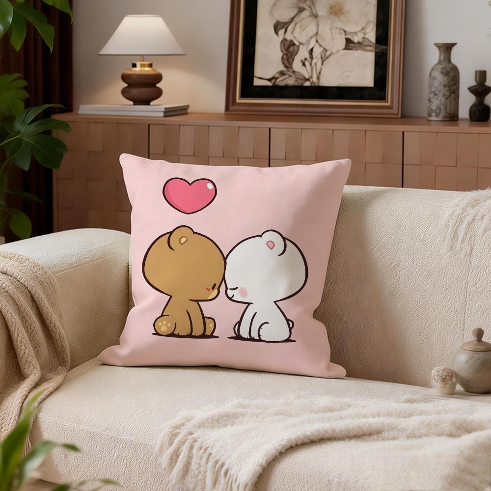 Cute Milkbear Cushion Cover Cushion Cover Set 4Pcs 50x50 45x45 40x40 Pillowcase Decorative Sofa Home Decor