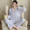 Sweet Bow Print Spring And Autumn Thin Long-Sleeved Suit Cardigan Pajamas Women'S Loungewear Can Be Worn Outside