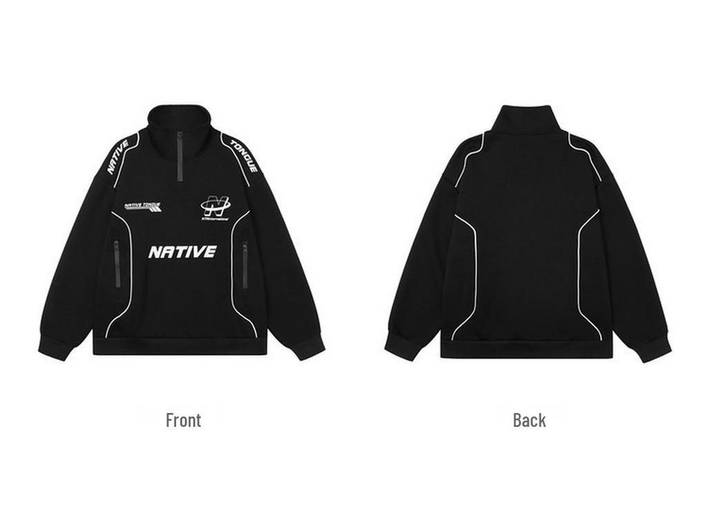 Унисекс ретро-толстовка на молнии с воротником-стойкой - Модная куртка для мотоцикла на весну/осень