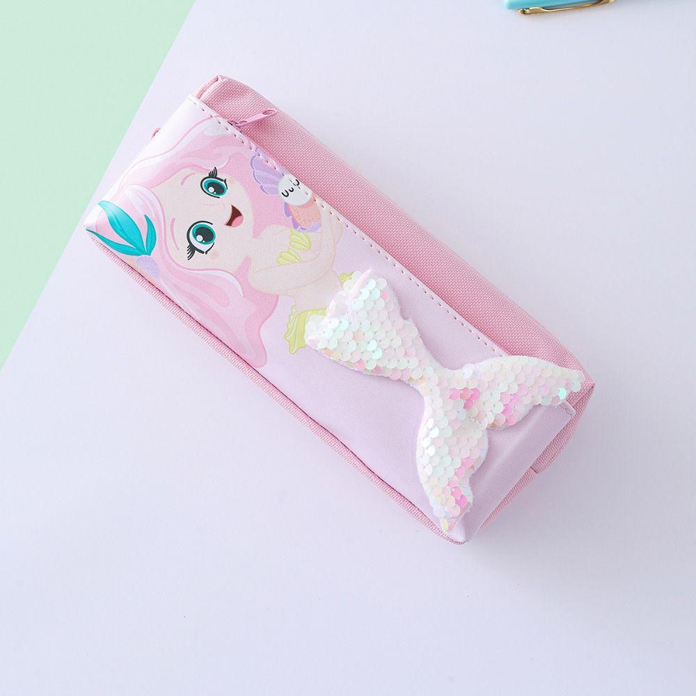 Mermaid 3D Fish Tail Pencil Case Double-layer Stationery Storage Box School Office