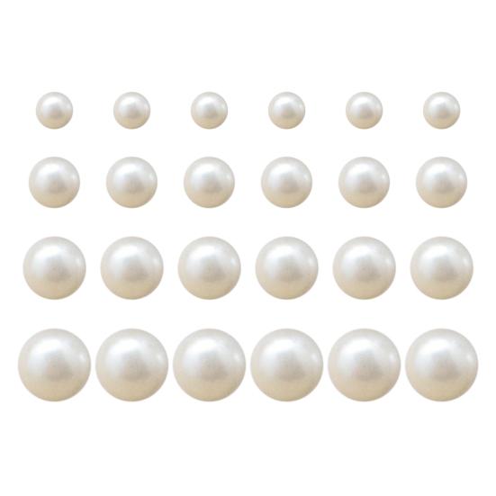 12 Pairs Ear Studs Faux Pearl Different Sizes Smooth Anti-allergy Lightweight Exquisite Ear Decoration Jewelry Prom Party Bride Stud Earrrings