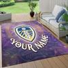 Custom Name Leeds United2 Flannel Pattern Square Carpet,Area Rug,Carpet Rug for Living Room Bedroom Sofa Playroom Decor,Non-slip Floor Mat