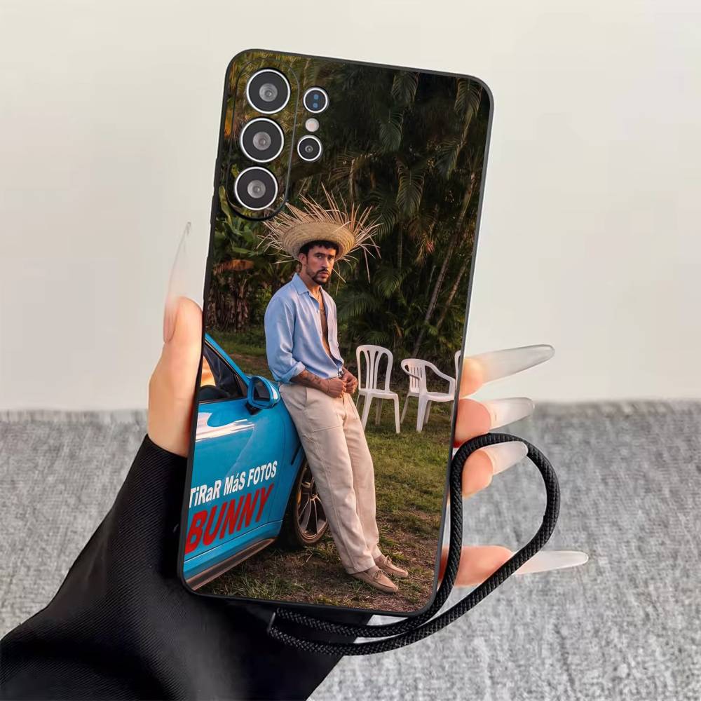 B-Bad Bunny Чехол для телефона Черный Силиконовый Мягкий Для Samsung S25,S24,S21,S22,S23,S30,Ultra,S20,Plus,Fe,Lite