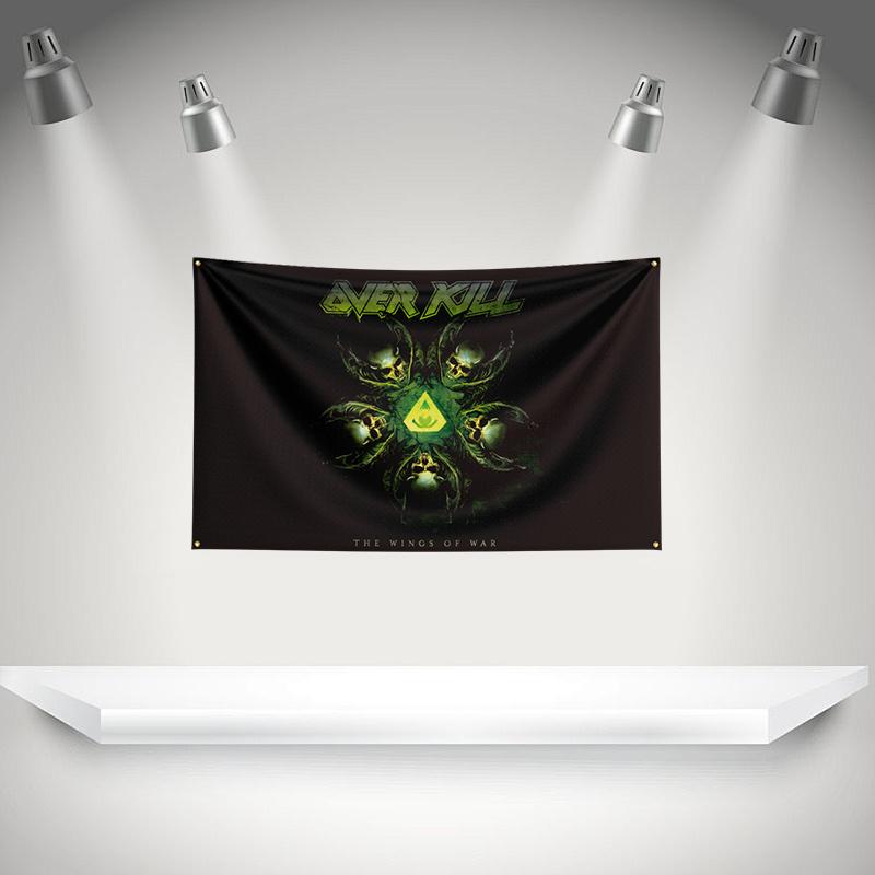 O-overkills Flag Rock Music Band Banner HD Printing Tapestry Exhibition, Music Band Fans, Garage Decor