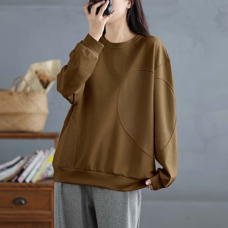 DIMANAF 2025 Women Spring Plus Size Pullover Long Sleeve Tops Tees Solid O-Neck Casual Lady Loose Shirt Oversize