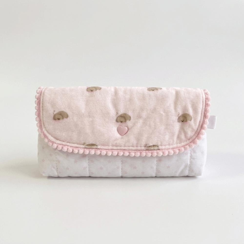 Soft Polyester Puppy Quilted Pencil Case Cute Dog Coin Purse Sweet Stationery Bag Office Use