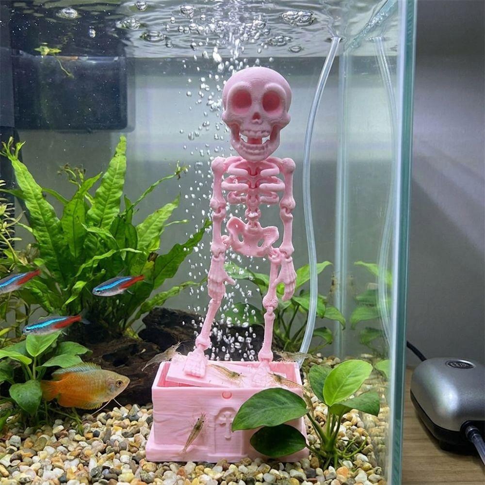 with Pipe Suction Cup Fish Tank Dance Skull Bubbler Wiggling Skeleton Statue Aquatic Products