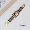 Watchband Double Row Metal Denim Chain Gold Wristband for Apple Watch Band 38 40 41 42 44 45 49 Mm Strap Lady Metal Leather Bracelet