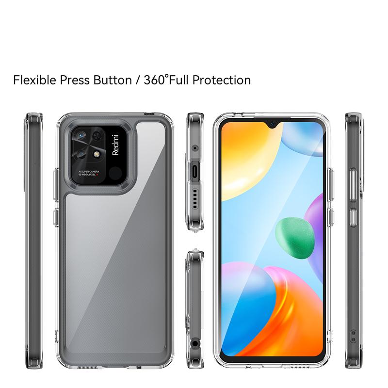 Для Poco C40 Чехол Чехол Xiaomi Poco C40 Capas Противоударный Бронированный Бампер Задняя Прозрачная Цветная Прозрачная Для Fundas Poco C40 Чехол