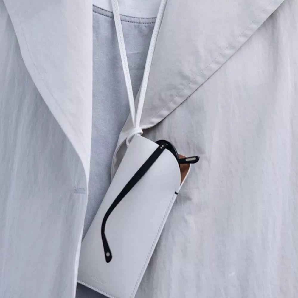 Hanging Neck Outdoor Glasses Storage Bag Solid Color Women Eyeglass Cover Sunglasses Storage Clip
