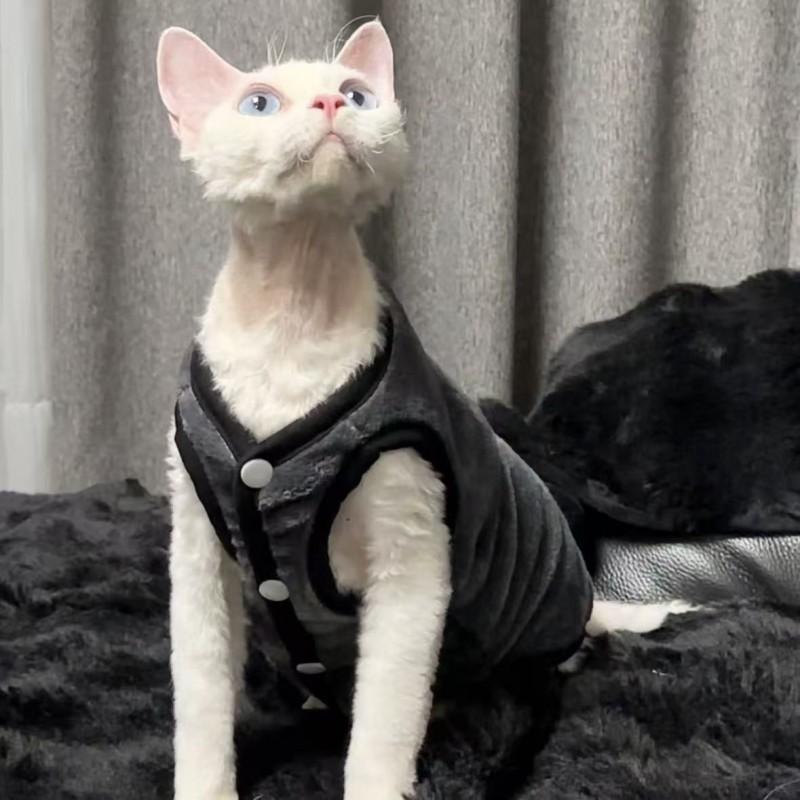 Sphynx Cat Devon Thick Fleece Vest Warm Double-sided Pet Clothes Small Cats