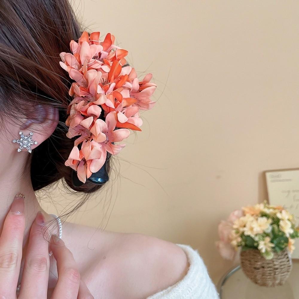 Colorful Hanfu Hair Clip Cloth Ponytail Holder Sweet Flower Hairpin Girls