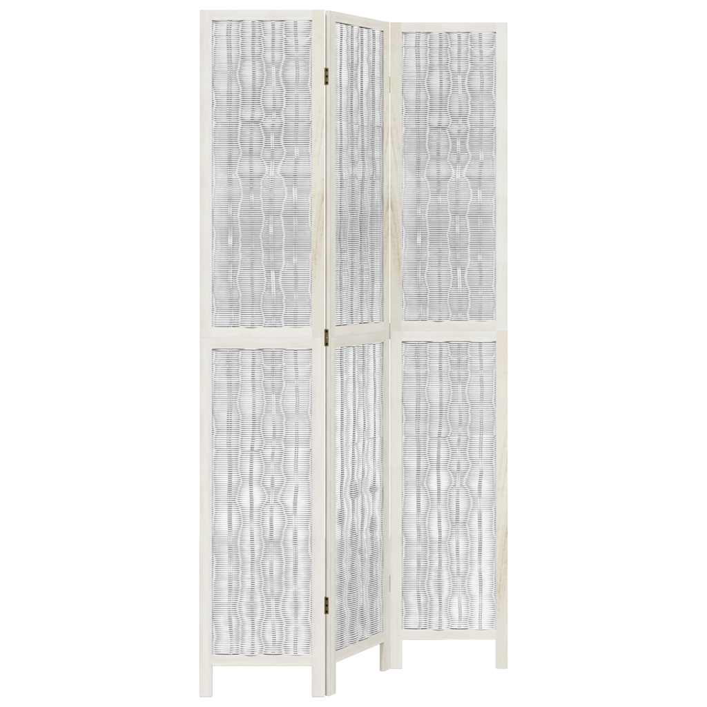 3 Piece Room Divider White Solid Paulownia Wood