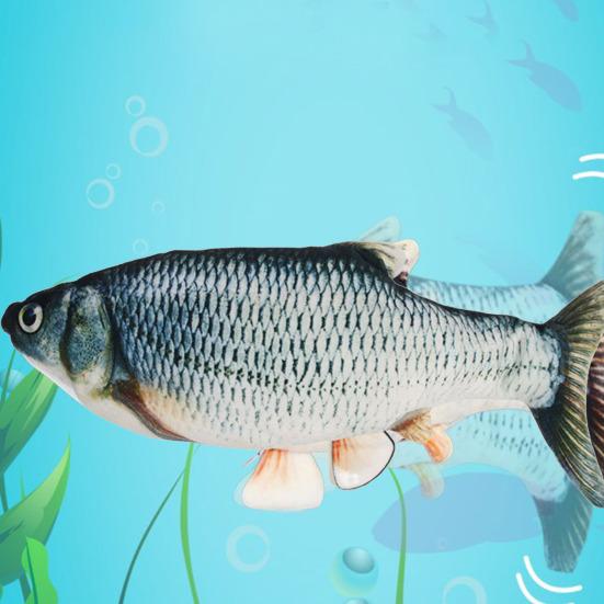 Игрушка для кошек Flopping Fish с кошачьей мятой Интерактивная автоматическая игрушка Floppy Carp Kitten Kicker, электрическая реалистичная плюшевая качающаяся рыба для домашних кошек и собак