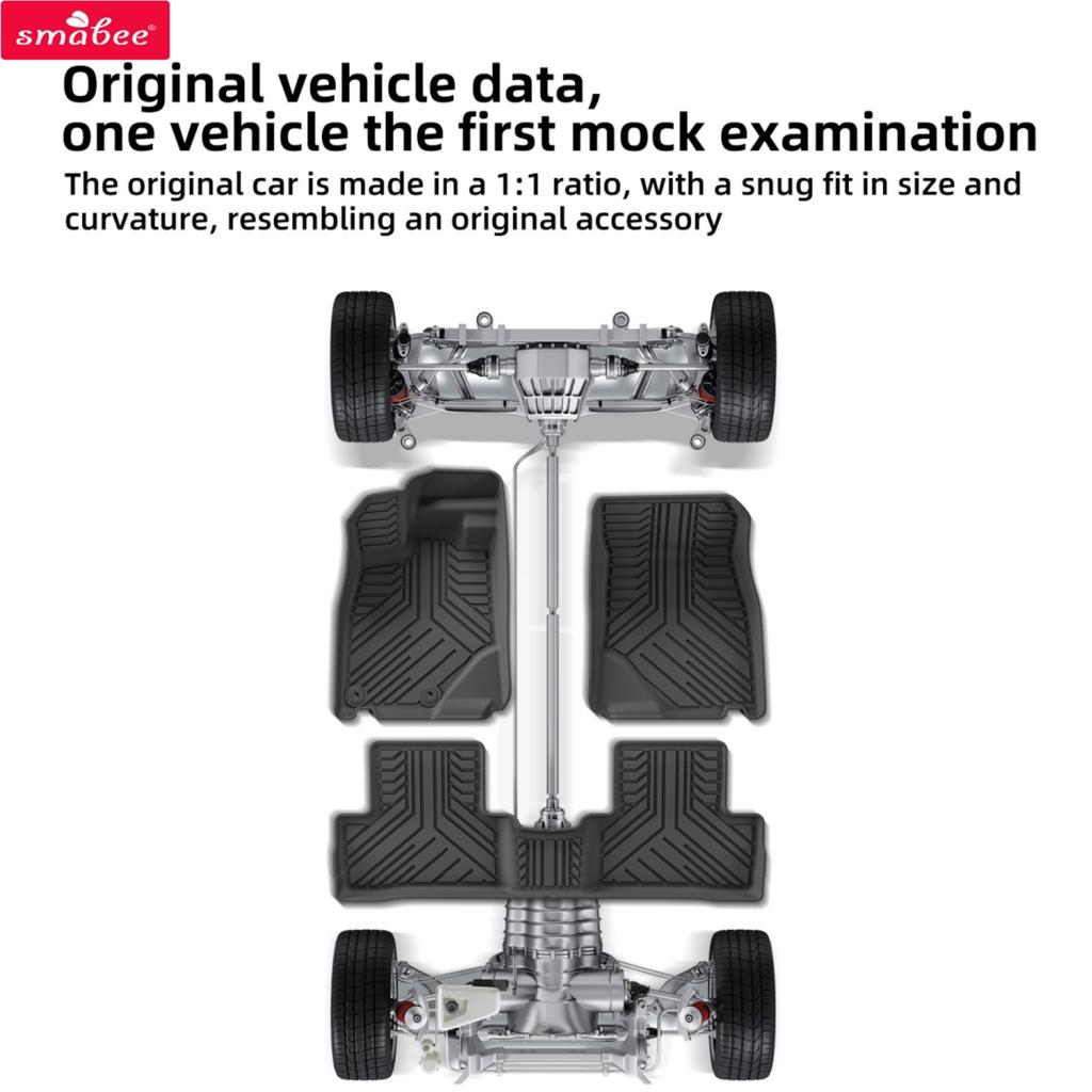 Smabee Left Drive for Peugeot 3008 E-GT 3rd Gen Hybrid Version 2024-2027 Car All-Weather Floor Mats Trunk Pad Accessories Black