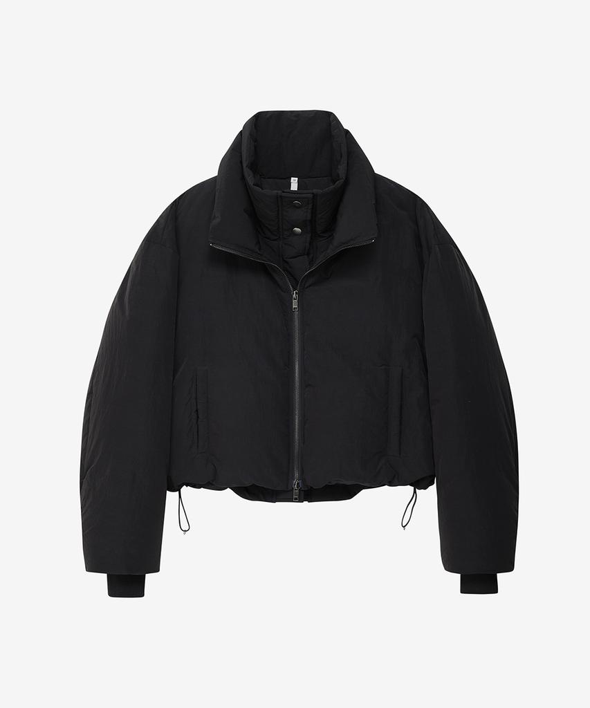 Noirer For Woman Crop Layered Puffer Jacket (Black)