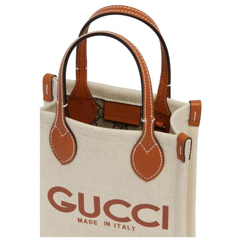 Gucci Letter Logo printed adjustable and detachable shoulder strap canvas one-shoulder crossbody handbag super mini women's beige