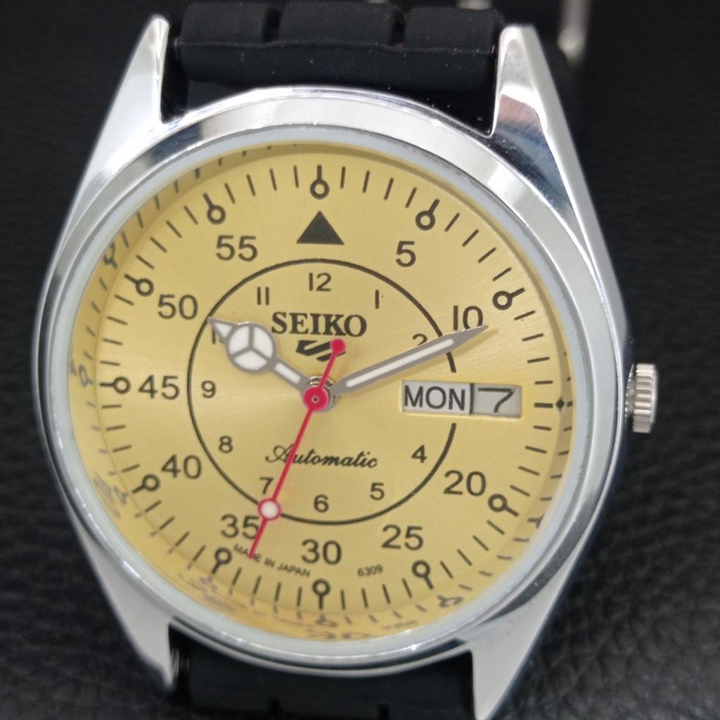 АВТОМАТИЧЕСКИЕ ВИНТАЖНЫЕ ОТРЕМОНТИРОВАННЫЕ МУЖСКИЕ ЧАСЫ SEIKO 5 ЯПОНИЯ ЗОЛОТОЙ ЦИФЕРБЛАТ a444671-1