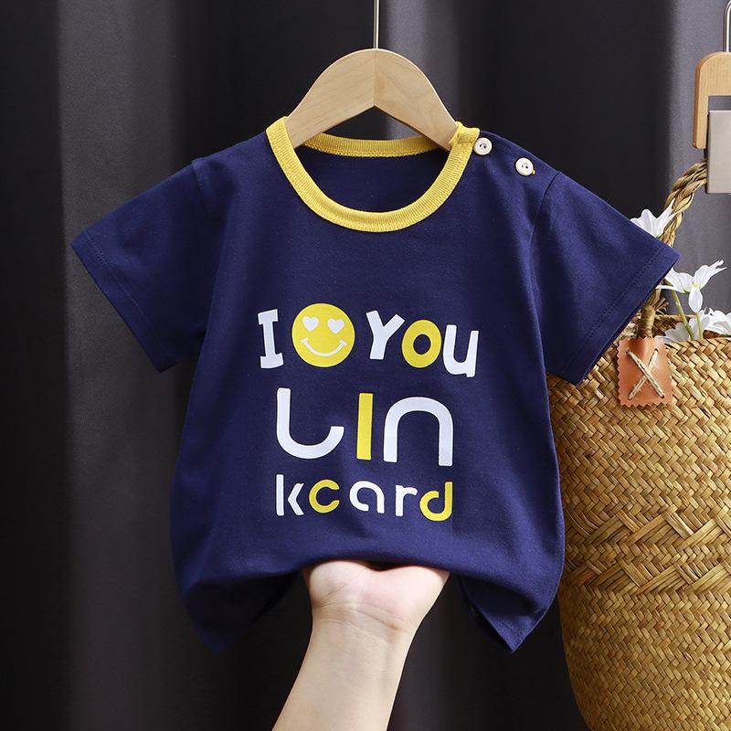 Childrens Cotton T-Shirt Summer Short Sleeve Baby Clothes Unisex Boys Girls Soft Comfortable Breathable A Class Infant Toddler Clothing