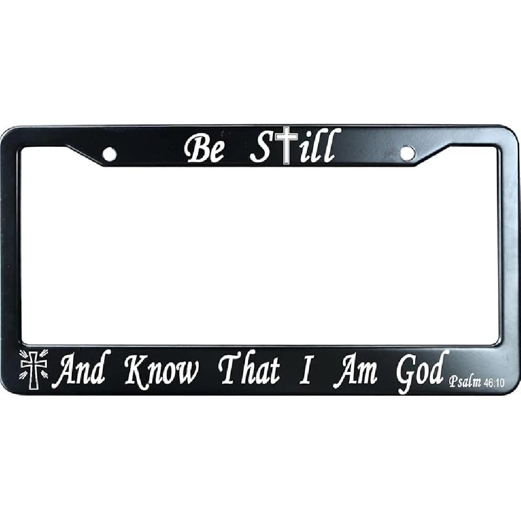 Thou Shall Not Try Me Matte Black Stainless Steel License Plate Frame, Funny Auto Car Tag Frame, Heavy Duty License Plate Cover Holder, 2 Holes With