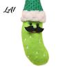Festive Party Tree Decor Christmas Pickle Ornament for Tree Plush Decoration with Santa Hat Soft Charms Funny Green Cucumber Hanging German