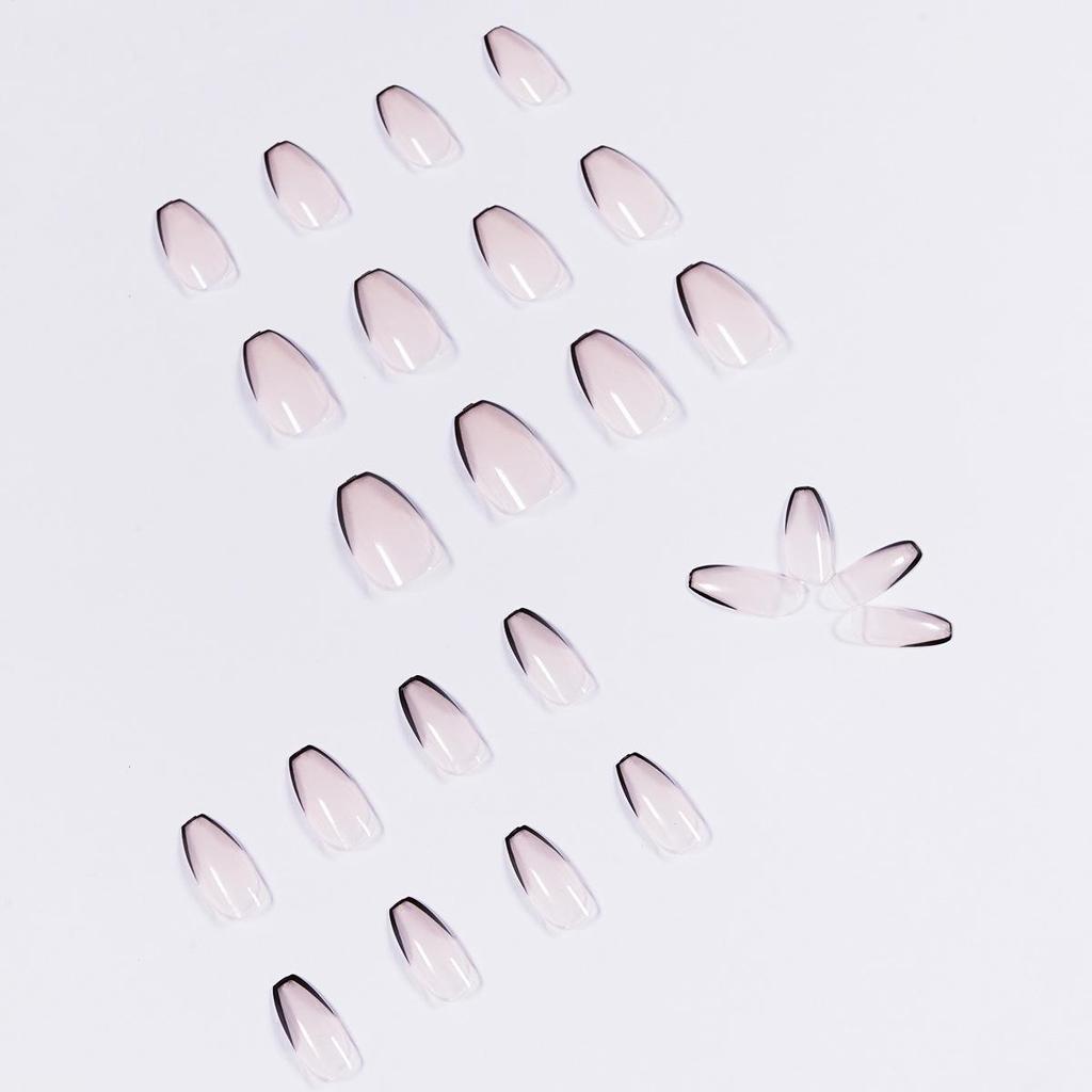 Черные французские короткие балетные накладные ногти со съемными наклейками для дизайна ногтей