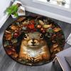 Autumn Squirrel Round Area Rug,Carpet Rug for Living Room Bedroom Sofa Playroom Decor,Non-slip Floor Mat