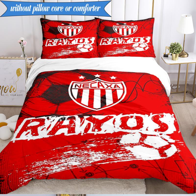 3PCS Football Crest Heartbeat Printed Soft Bedding Set,Including 1pc Duvet Cover And 2pcs Pillowcases Perfect for Bedroom, Dormitory, Fan gift