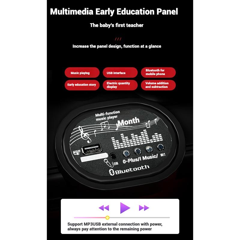 Детская электрическая четырехколесная игрушечная коляска для бездорожья с дистанционным управлением, двойным приводом и музыкальной светодиодной подсветкой Bluetooth