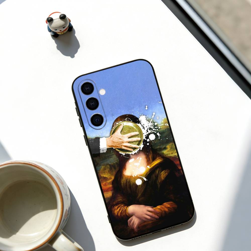 Humorous M-Mona L-Lisa Art Phone Case For Samsung Galaxy A73,A72,A71,A70,A53,A52,A51,Soft Black Cover