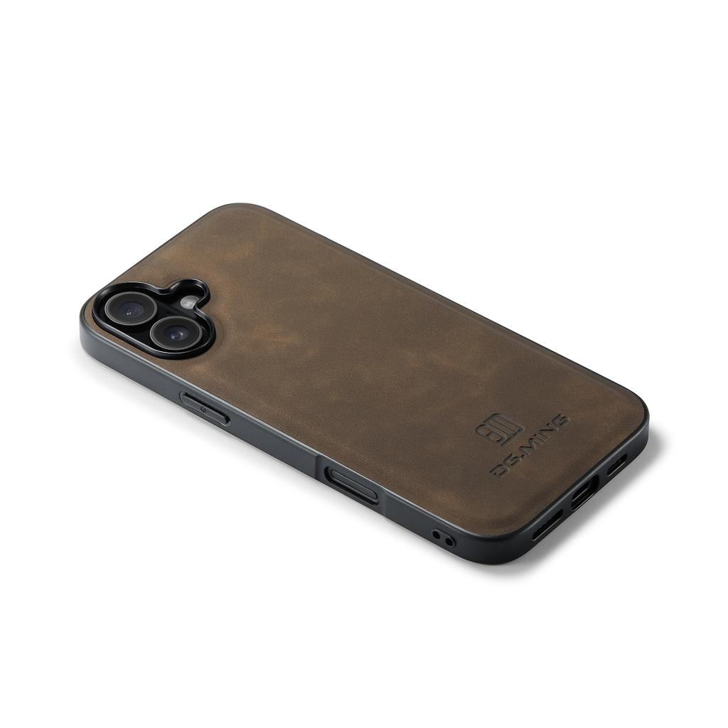 DG.MING For iPhone 17 Case PU Leather Covered PC + TPU Hybrid Phone Shell