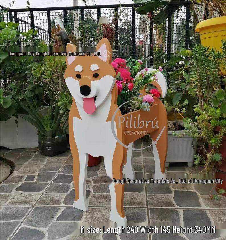 Independent Station Cross-border Garden Art Craft Ornaments: Dog & Cat Flower Pot and Planter