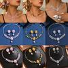 Sweet and lovely zircon flower wheat ear necklace earrings, bride's wedding dress, banquet party jewelry, jewelry set