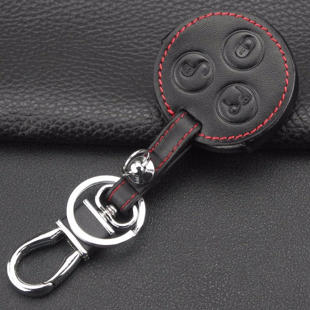 Jingyuqin 3 Кнопки Автостайлинг Натуральная Кожа Автомобильный Брелок Чехол-Крышка Для Mercedes Benz Smart Fortwo Forfour City Roadst
