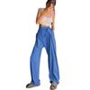 Ladies Summer Loose Pants Straight High Waist Casual Fashion Wide Leg Pants